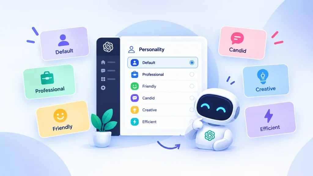 ChatGPT personality settings showing different communication styles