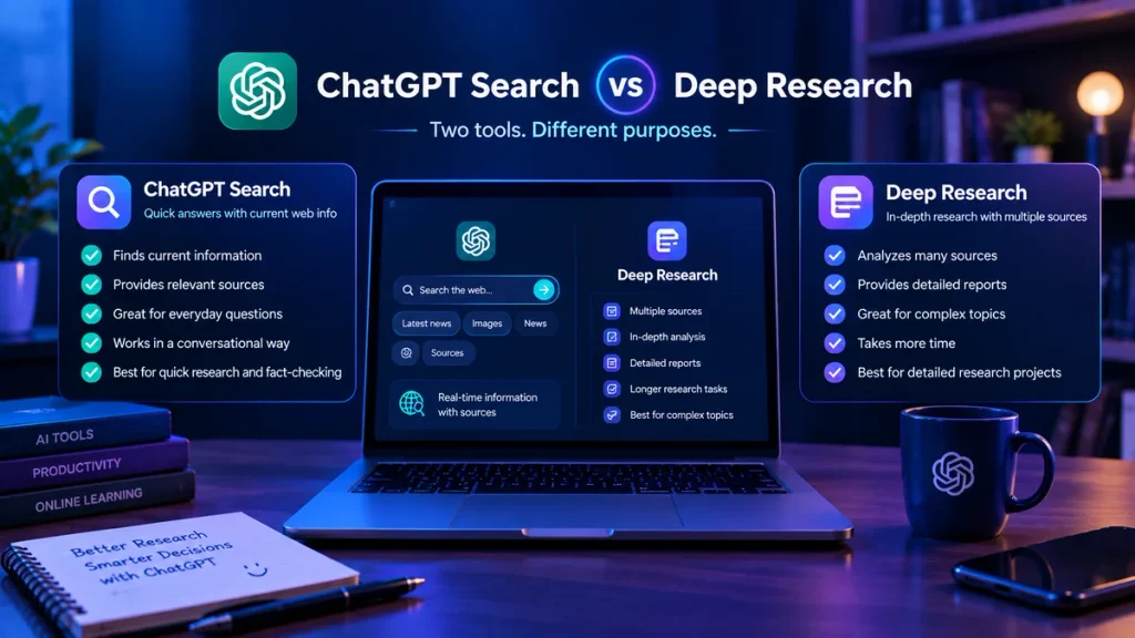 How to Use ChatGPT Search: Complete Beginner's Guide for 2026 ChatGPT Search vs Deep Research for quick and detailed research