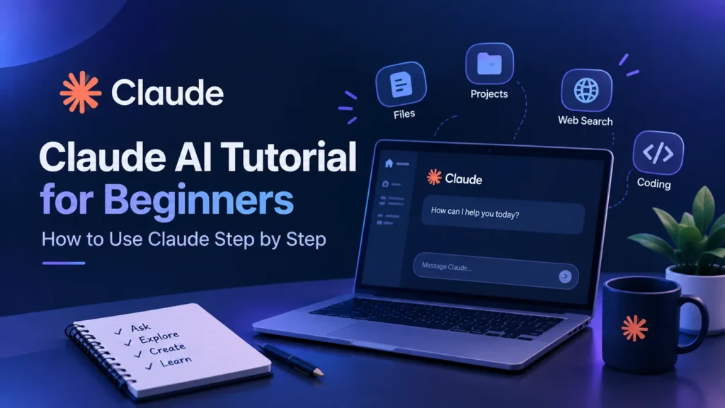 Claude AI tutorial for beginners showing Claude chat and key features