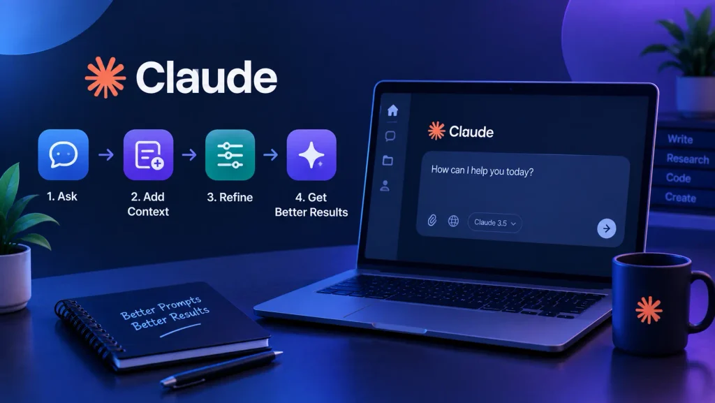 Claude AI prompt guide showing how to write better prompts