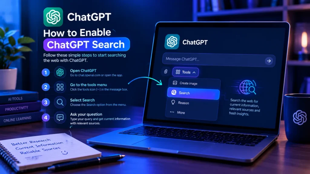 How to Use ChatGPT Search: Complete Beginner's Guide for 2026 How to enable ChatGPT Search from the ChatGPT tools menu