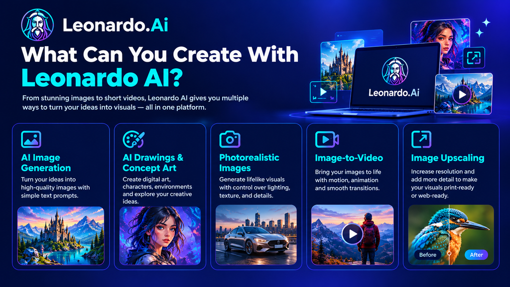 Leonardo AI Review 2026: Features, Pricing, Prompts & Is It Worth It? Leonardo AI features for image generation, concept art, photorealistic images, video and upscaling
